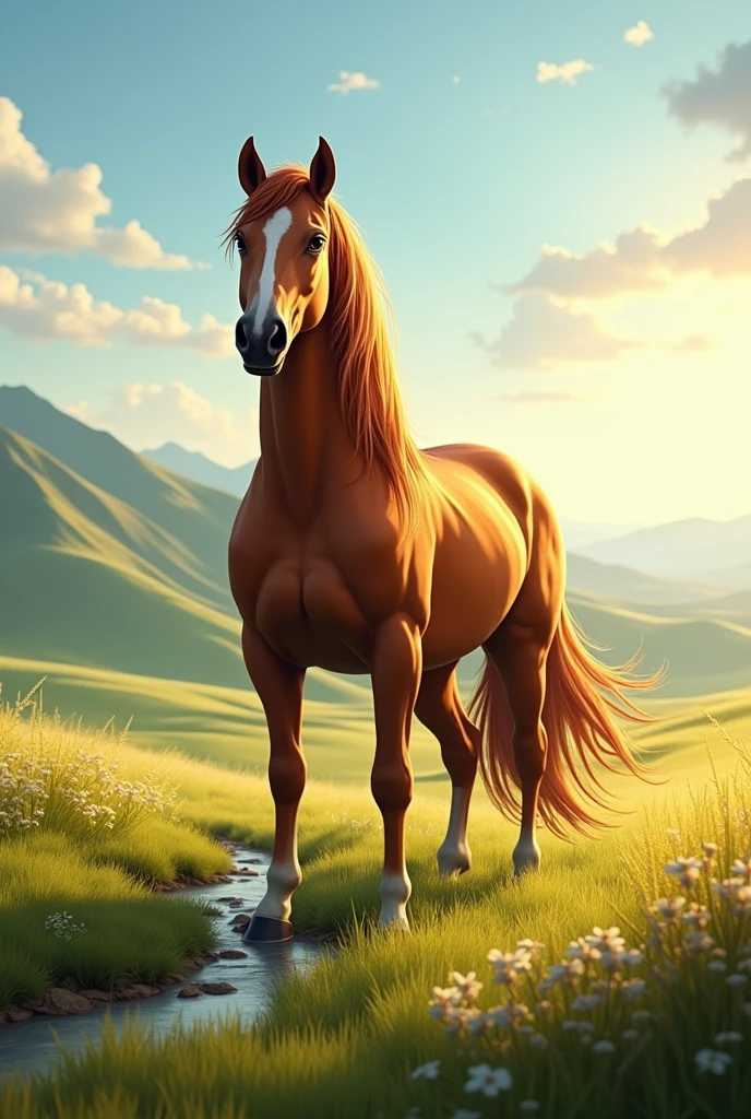 Fantasy landscape quarter horse chestnut