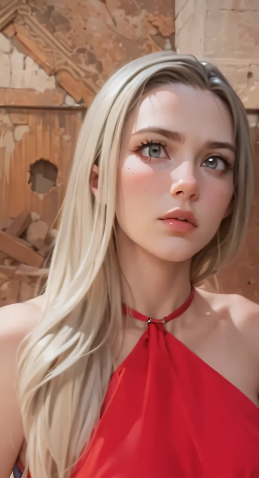 a close up of a woman with a red bra and a necklace, angelawhite, sexy face, blonde goddess, sexy face with full makeup, perfect white haired girl, anna nikonova aka newmilky, 1 8 yo, 1, a gorgeous blonde, sexy girl with green eyes, beautiful blonde girl, sexy look at the camera