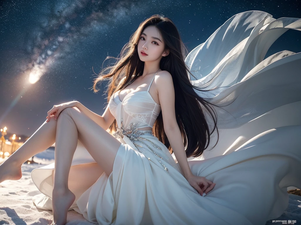 in the darkness of night,A stunning beauty appeared in my field of vision。She has long hair that is as black as night,Every hair exudes charming luster。light breeze,Her long hair flowed like a waterfall,Like a moving starlight in the dark night。
Her deep eyes are like two shining gems,The eyes reveal wisdom and mystery。The dark night did not cover up her bright and energetic eyes,On the contrary, it makes them more dazzling,It seems that there are endless stories and emotions hidden。
Her nose is tall and three-dimensional,The exquisite curvature gives her face a combination of pride and femininity.。The long eyebrows rise gently like wings,Outline her elegant temperament,Added a mysterious look to her face。
Her lips were rosy,A slight smile spreads out when you open it slightly。A smile that embodies gentleness and confidence,It's hard to extricate yourself。She looks like a blooming rose in the dark night,Exudes a charming fragrance。
Her skin was as white as snow,Smooth and delicate,Texture like mutton fat jade。The night did not hide her beauty,On the contrary, it reflects her flawless face。The soft light illuminates her face,Outline her perfect silhouette。
She is slender,Elegant and straight。She was wearing a gorgeous dress in the dark night,Exudes a noble and charming temperament。The skirt flutters gently,As if flowers are dancing in the dark night。
This stunning beauty exudes a mysterious charm in the dark night,Every detail of her exudes an enchanting light。She is the pearl in the night,Intoxicating,It's fascinating。