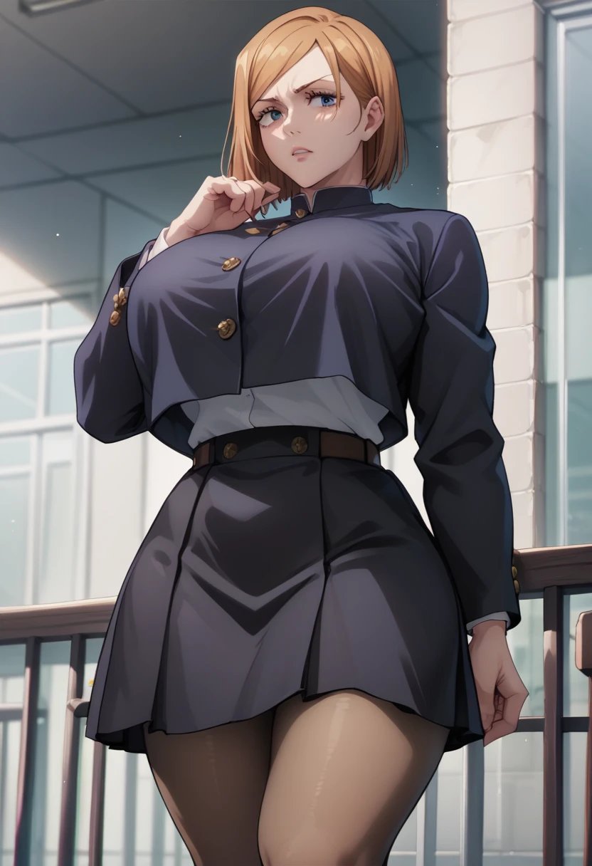 Huge breasts、Nobara Kugisaki
Uniform, Black jacket, Long sleeve, Black Skirt, pantyhose、
{Highest quality}, {Very beautiful}, {Very detailed}, {The best illustrations},