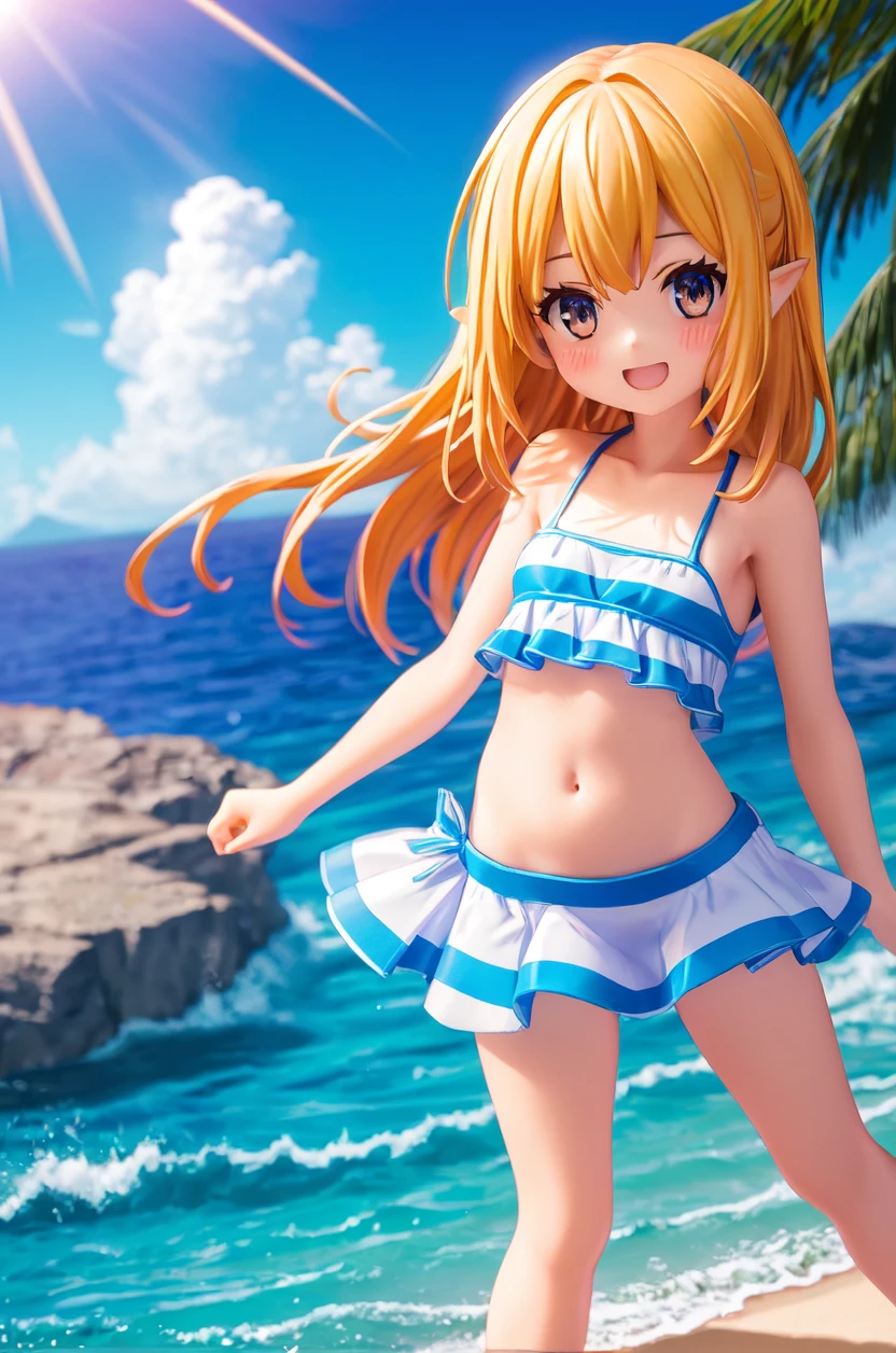 Portrait, official art, best masterpiece, best quality, best resolution, 8K, best detailed, perfect anatomy
BREAK
aizawa ema, blond hair, long hair, gradient hair, hair ornament, bule swimsuit, navel, (big breasts)
BREAK
(sfw:1.2), cowboy shot, Portrait, look back, arms behind back, head tilt
BREAK
(happy smile), open mouth
BREAK
wading, outdoor, sunlight, dust, dust, light particles, very detailed 16KCG wallpapers