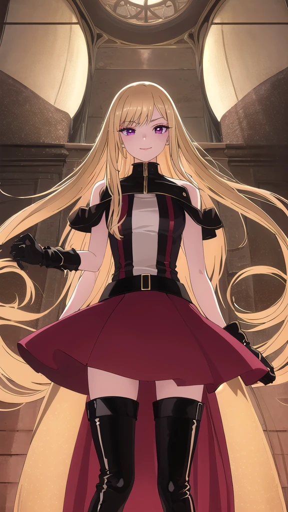 masterpiece, Best Quality, 1girl, loli, blond hair, red eyes, Middle Ages, navel, wide thighs, black dress, bare legs, Legs spread, Sits, erotica