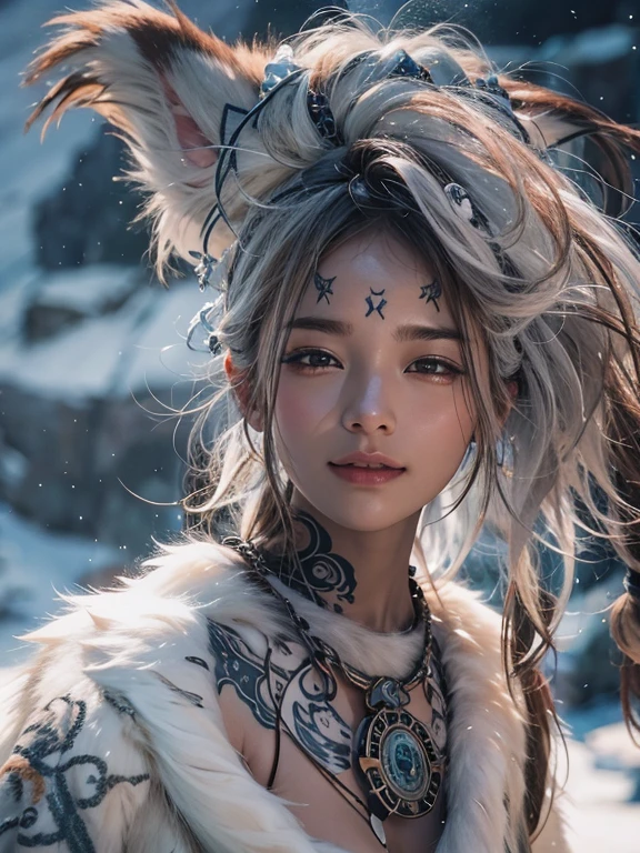 girl, , eskimo princess, royal dress, accessories, small breasts,naked,battle facepaint, vibrant appearance, creative behavior, imaginative, sensual, spontaneous, highest quality, skin texture, intricate details, (cinematic lighting), RAW photo, 8k