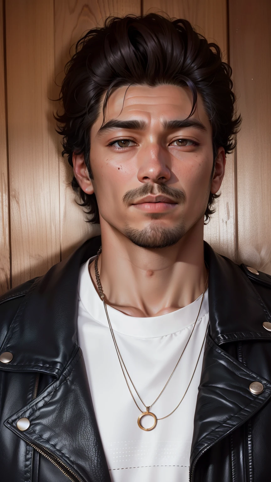Best quality, masterpiece, ultra high res, (photorealistic:1.4), (male:1.2), (facial hair:0.6), dramatic lighting, in the dark, deep shadow