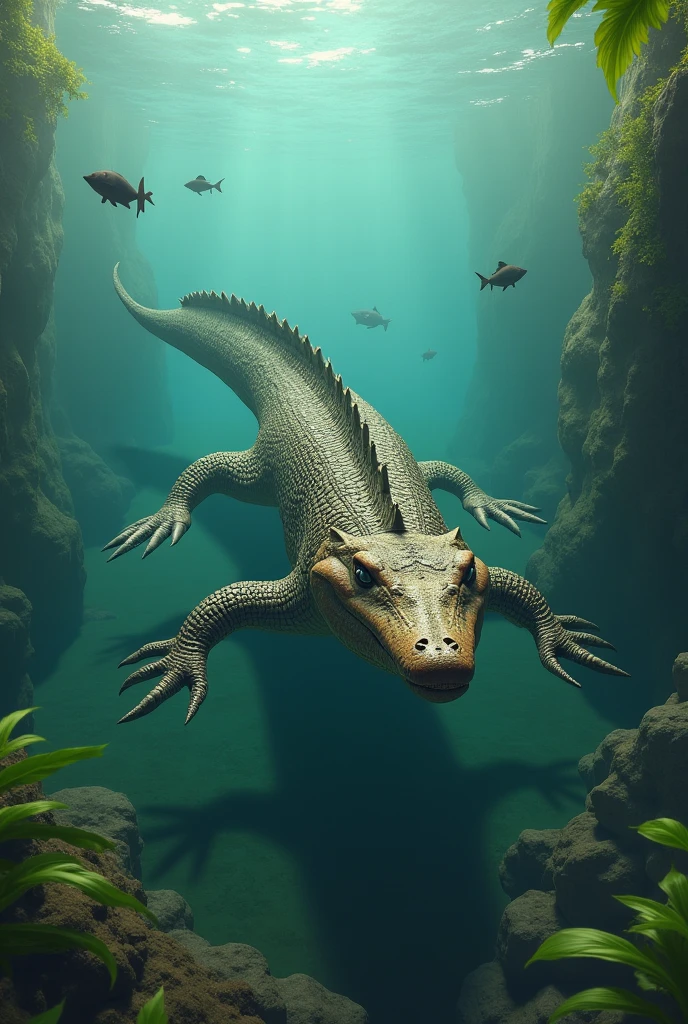 ((best quality)), ((masterpiece)), ((realistic)), (detailed), Prowling Mycelium Crisp Aquatic, Legless Octomanual, Multi-Jointed Appendages, nine-Tailed Bushy-Tailed, Scales, Alligator Skin Design, ((masterpiece)), absurdres, HDR, <lora:add_detail:1>, <lora:LowRA:0.5>