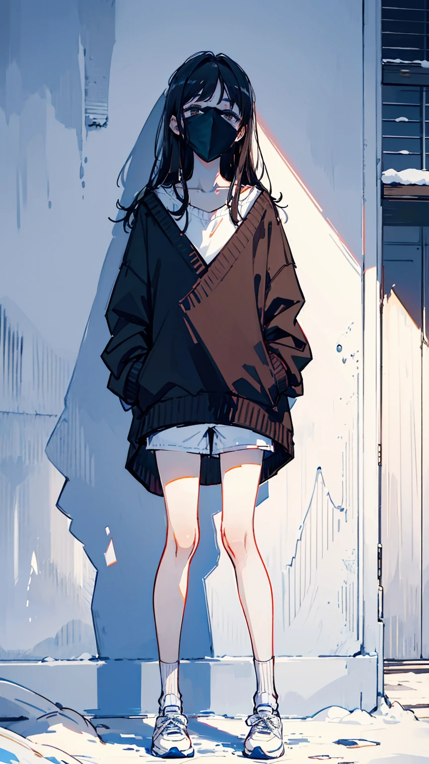 A beatiful anime woman, long dark brown hair, dark brown eyes, gray tank top, black short, black boot, standing, full body, slightly muscular body, delicate