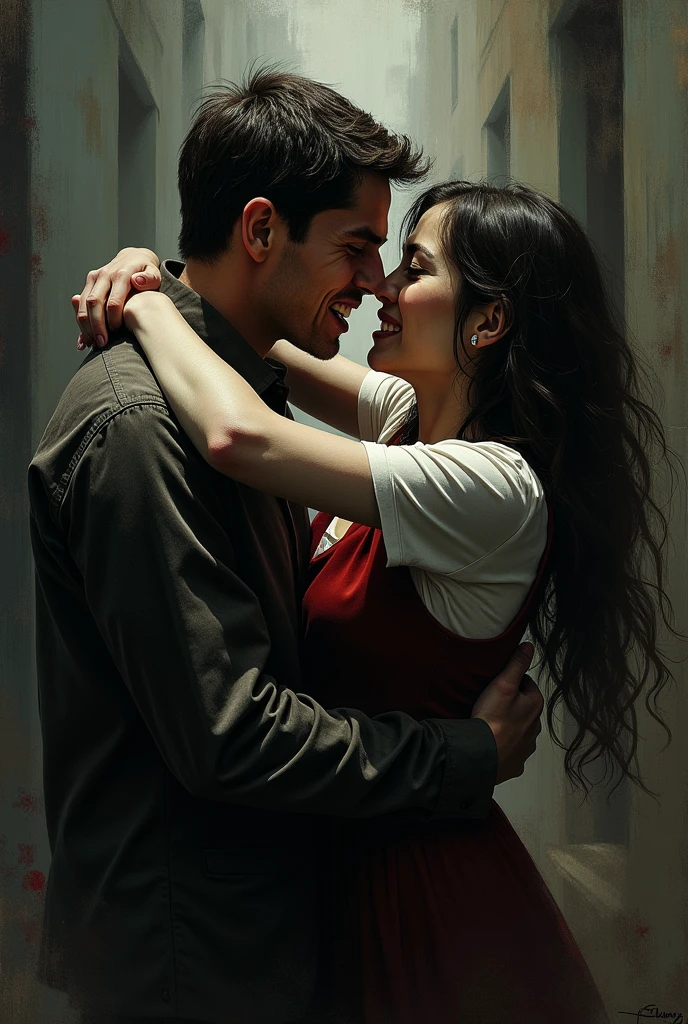 Husband and wife sharing moments of joy and also of sadness, mostrando que o amor realista enfrenta desafios juntos, tornando-os mais fortes como parceiros.