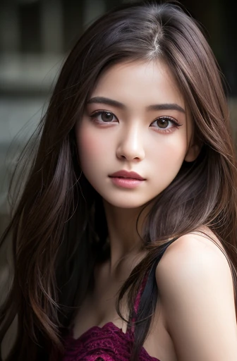 Los Angeles alleyway in the background、18-year-old girl、independent、look forward to、Light eye makeup、Brown Hair Color、flat 、Hair blowing in the wind、Quality of actress、Shiny, Ultra-realistic face、smileの表情、Watery eye、look up、Pleasant lighting effects、 Ultra-Realistic Capture、Very detailed、High resolution 16K human skin closeup。Skin texture must be natural、Must be so detailed that pores are visible、skin is healthy、There must be a unified tone、Use natural light and color、High quality photos taken by modeling agencies'Exclusive photographer、smile