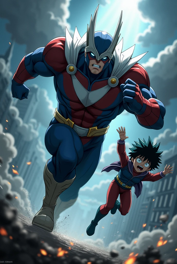 shima tetsuo, high res, 1boy, solo, full body, messy hair, grey t-shirt, red cape, jeans, boots, black eyes, tentacles, (profiles:0.3), blocked off city street,  masterpiece, anime colors, lineart detailed, <lora:toriyama_akira_3:0.5>, <lora:AddDetail:1>, <lora:akira_shima:1>