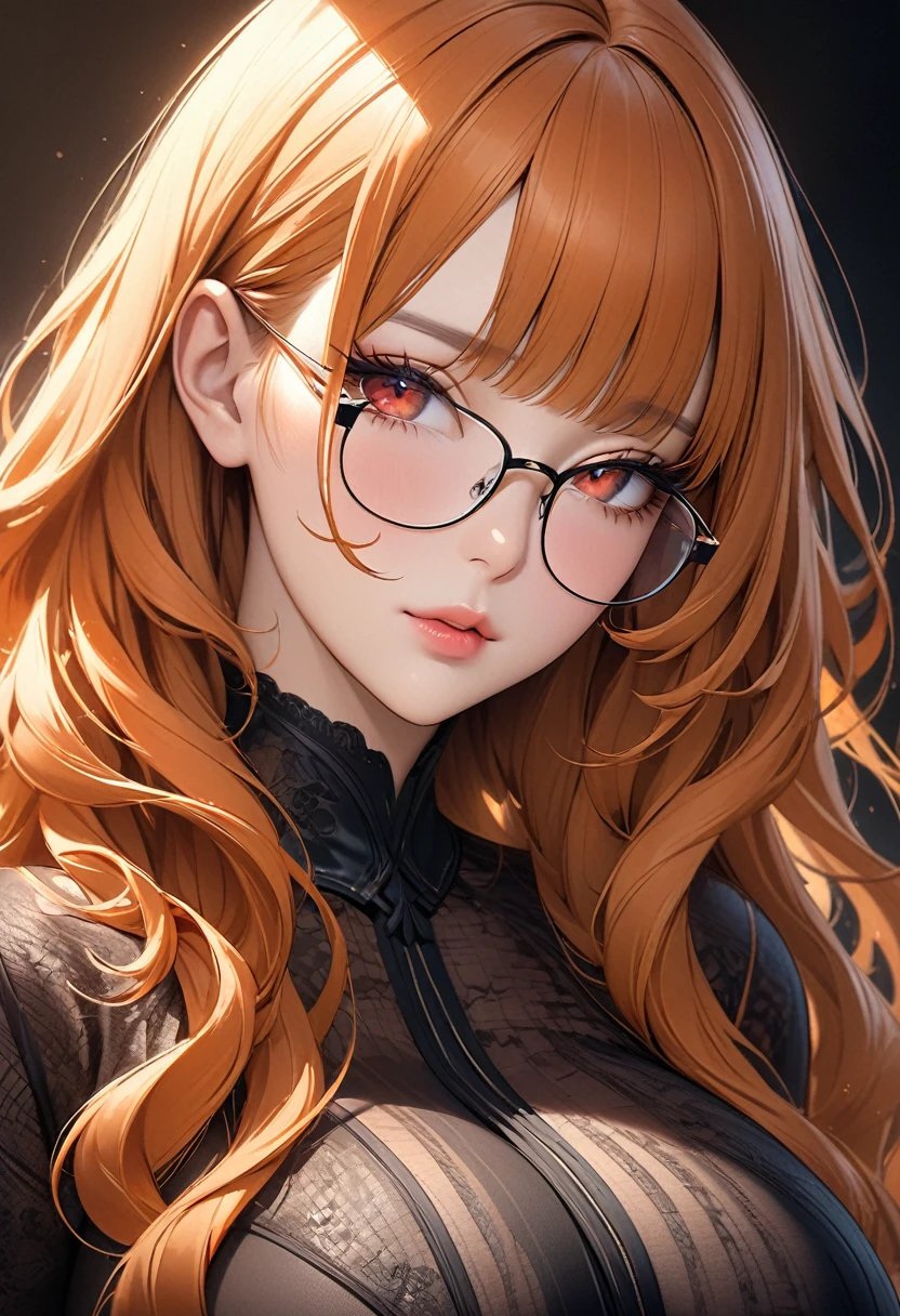 best quality, super fine, 16k, RAW photo, photorealistic, incredibly absurdres, extremely detailed, delicate, flashy and dynamic depiction, beautiful woman like Reiji Matsumoto draws, intelligent cool beauty, excited look, glossy light brown hair, beautiful bright sharp eyes, glossy red lips, wearing black elegant fur dress, superlative body proportion, background simple portrait