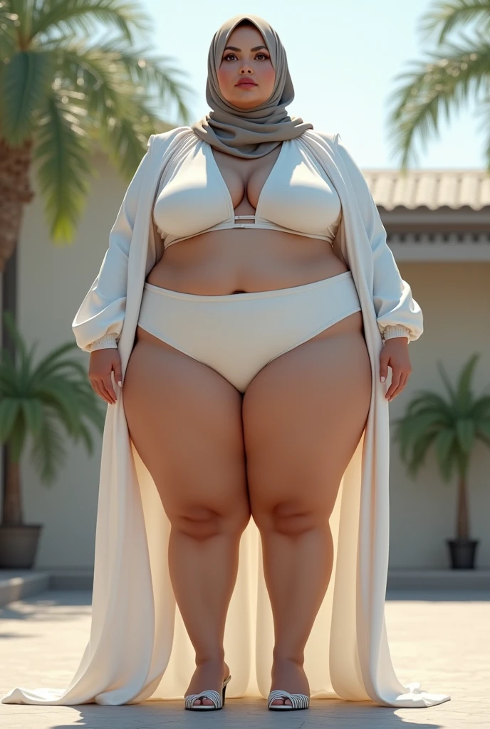 Beautiful plus size hijab super model with big .bikini,Getting a sexy photo shoot done in a luxury kitchen.
