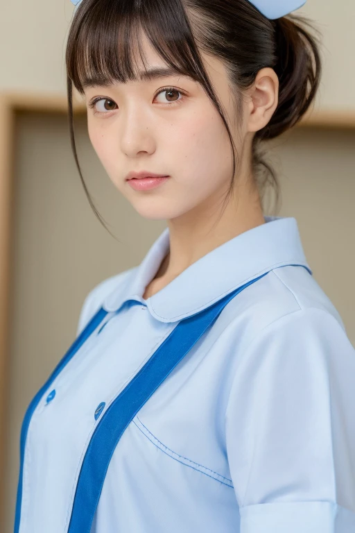 ((top-quality、8K、masterpiece:1.3))、1 Beautiful Japan Girls、Slender beautiful woman:1.3、big eye、poneyTail、Neat and clean girl, Short black hair, a baby f tits、hyperdetailed face、二重まぶた