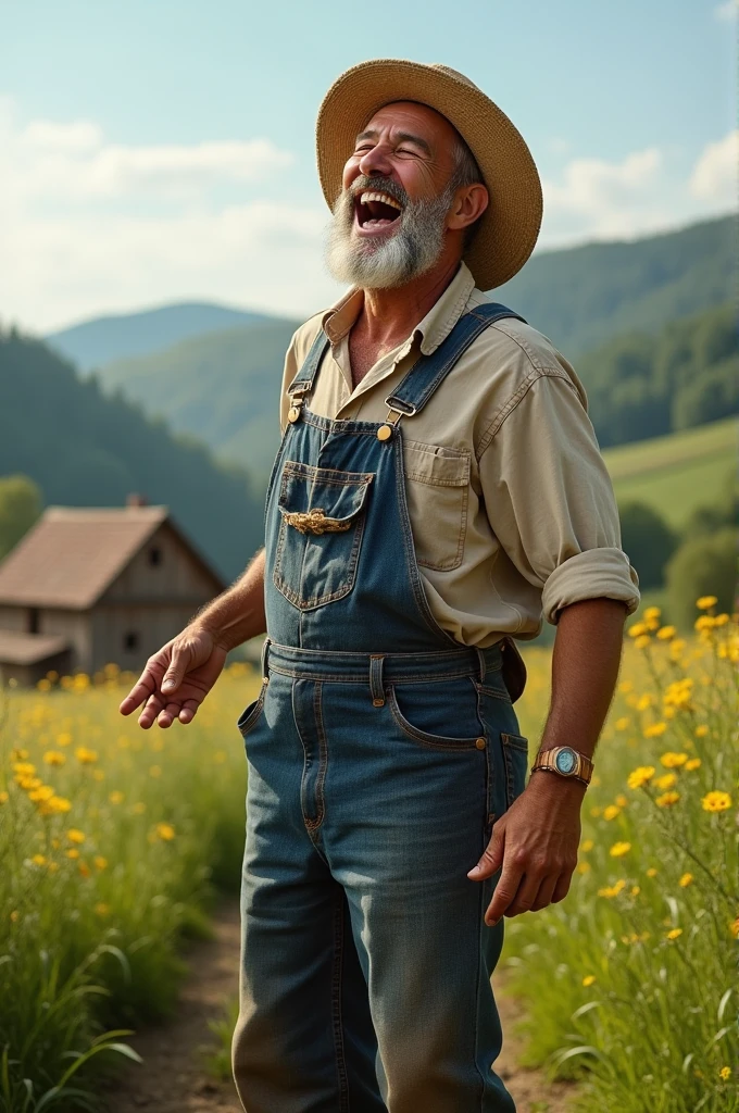 Mature cowboy man with hat, looking through the window, drinking beer