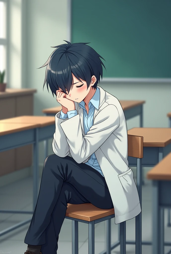 (comic panels)School boy Vibrator in his prostate during class, holding back moans. Handsome teen boy orgasm and cum in pants under the table.