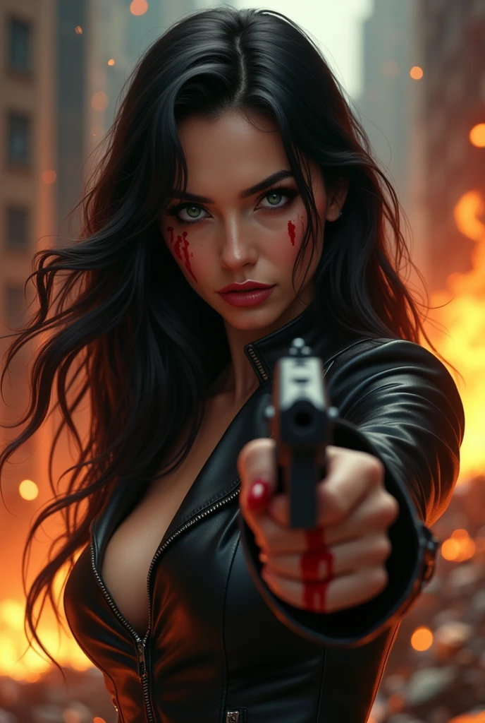 ultra HD, High details, best qualityer, goddess, handgun