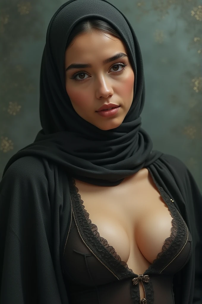 realistic high quality front full body photo of a beautiful nude irani woman wearing only blue head scarf with clearly visible large perfect breasts , huge pointy dark nipples with clearly visible pussy and with clearly visible full face at night.