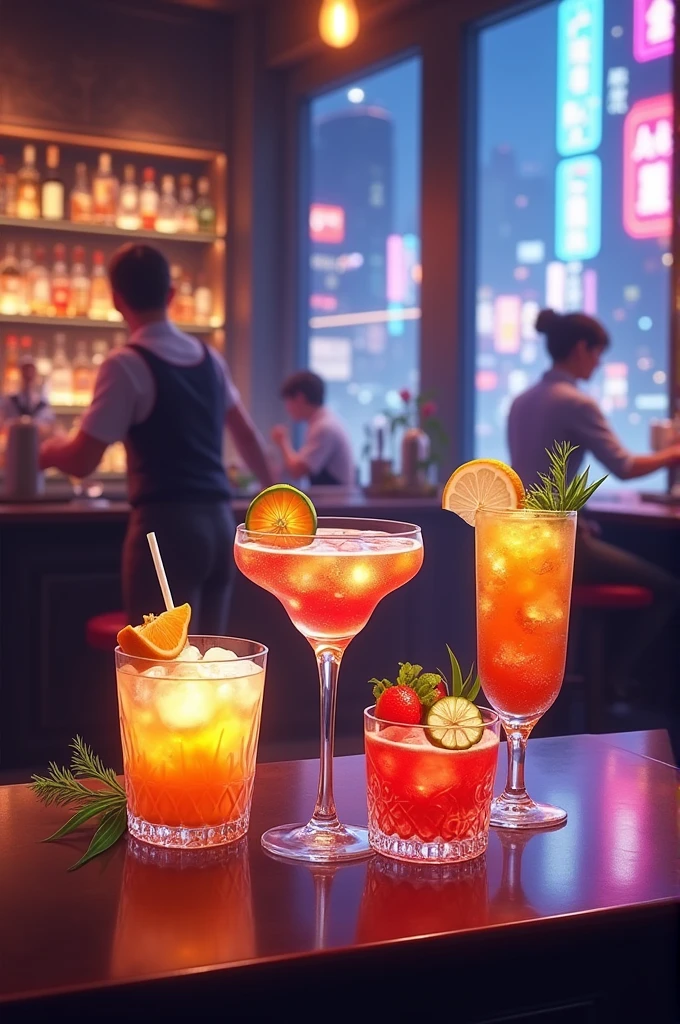 Create a profile picture for my bar brand called Bar do HG, I want something flashy, Young and with various drinks