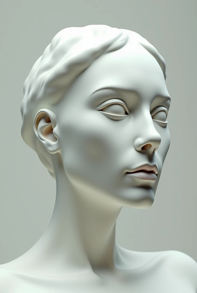 A bust that has a mole very close to the nipples, realistic photo