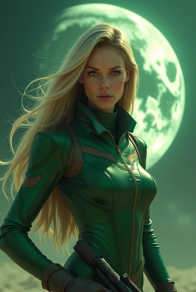mesmerizingly beautiful ciano white zero suit samus aran, latex clothing, deserted green planet landscape, planet in the sky green, friendly, inviting, looking at viewer, muscular arms, muscular abs, athletic body, pussy, huge breasts, detailed, raw photo, photorealistic, professional photograph, attractive, stunning, cinematic, intricate, artistic, highly complimentary colors, perfect composition