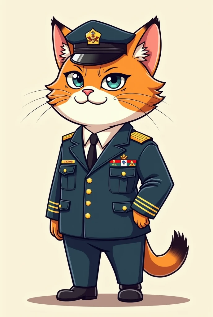 In a small, peaceful village surrounded by rolling hills, a fluffy ginger cat named Captain Oliver stood proudly at the gate of his home. Captain Oliver, standing like a human being, wore crisp military clothes adorned with medals. His big, round eyes were filled with determination as he looked out over the horizon. (good quality:1.2), (Ultradetailed:1.2), (ultradetailed face:1.2), (ultradetailed body:1.2)