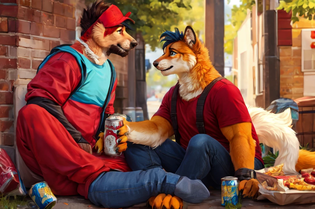 furry fox, 16 years old, teenagers, dirty, after sports, sweaty, black long gym shorts, Nike brand, sports clothes, erected (bulge), covered erection, shy, public space, very horny, huge bulge (erection under shorts), gay, sit beside friend who is also erected after sports, erection, precum stain, huge erection under shorts (covered), sweaty, big erection under shorts, embarrassed, slim and fit, young, at night, fetish for sports shorts, sniffing other's sweaty shorts