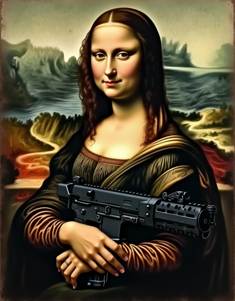 statue of liberty (((naked))) (((holding rifle))) statue of liberty (((naked))) <lora:bettergunAK47WIP_betaWIP:0.9> large breasts