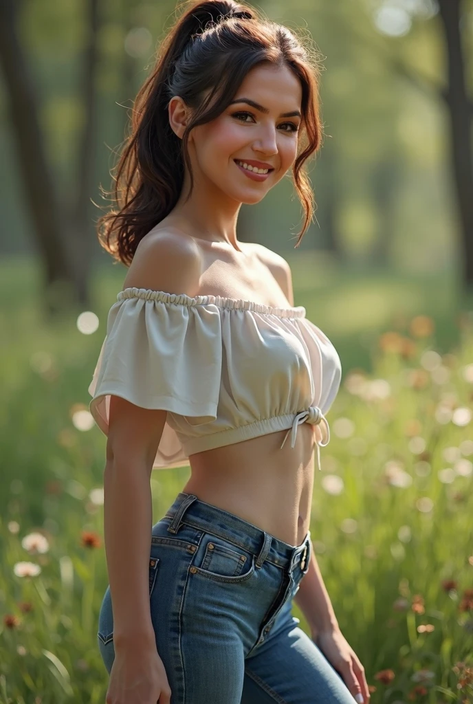 (masterpiece), best quality, realistic, ultra-detailed CG, 8k HDR wallpaper, portrait of a beautiful 23-year-old Hungarian girl named Bobungda Tuni, wearing a skirt, full-body pose, eye-catching smile on her face, isolated from the background, alone, single image