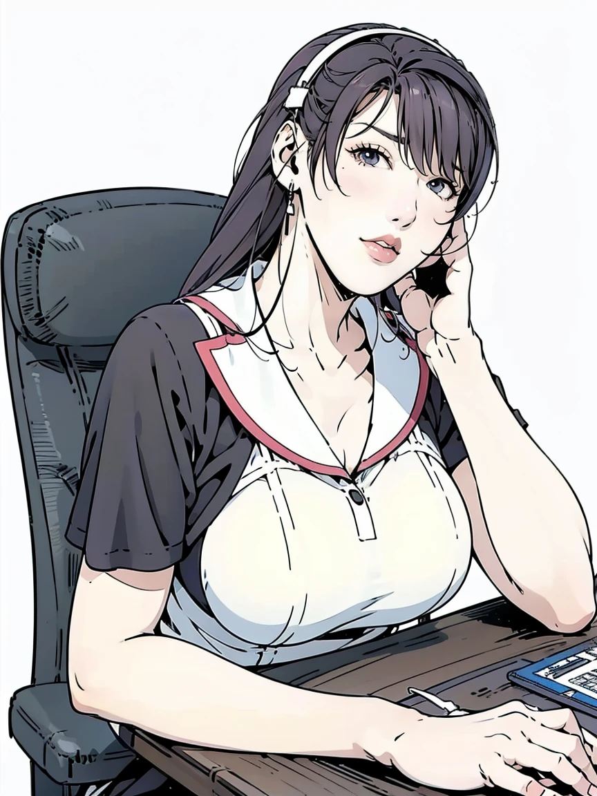 A girl sitting at a desk and wearing headphones is an anime drawing, Anime Style 4 k, Digital anime illustration, Digital anime art, Anime Style. 8k, Anime Moe Art Style, 4K Anime Art Wallpaper, anime art wallpaper 4k, Anime Style illustration, Smooth anime CG art, detailed Digital anime art, Anime Art Wallpapers 8K, Realistic anime 3D style