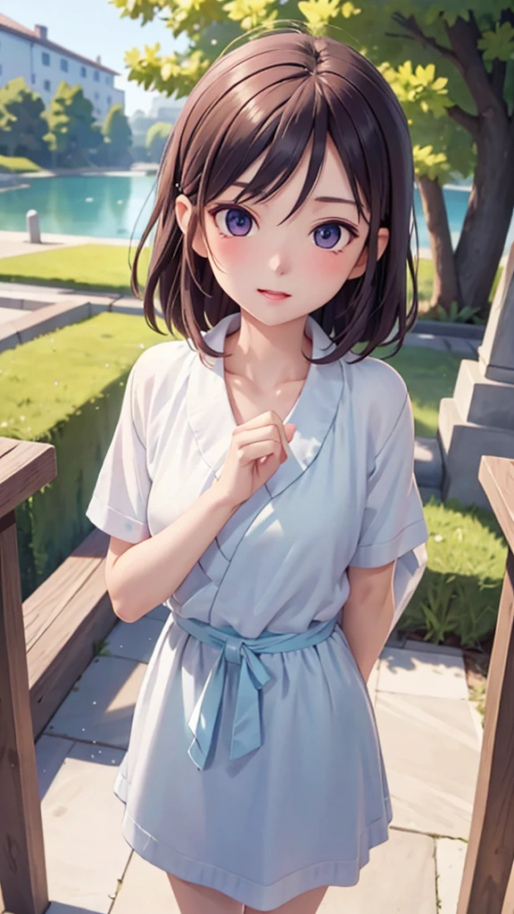 (masterpiece), 8k wallpaper, alone, Watanabe Yo, Game CG, Beautiful and exquisite face and eyes, Perfect Anatomy, Standing, outside, blush, Glossy Lips