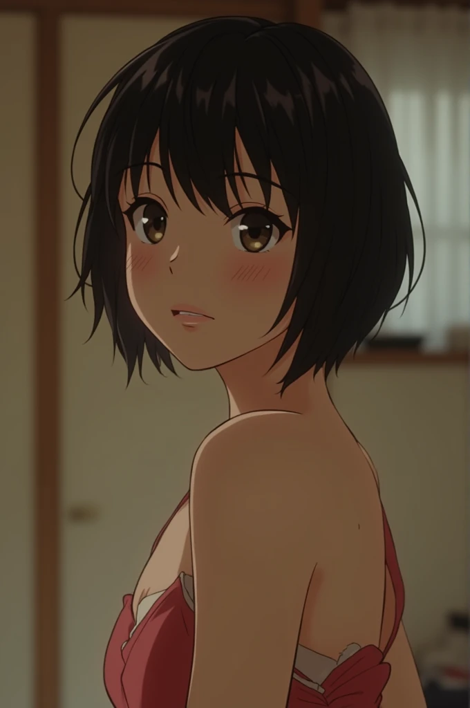 Mikasa Ackerman as a girl being spied on while bathing