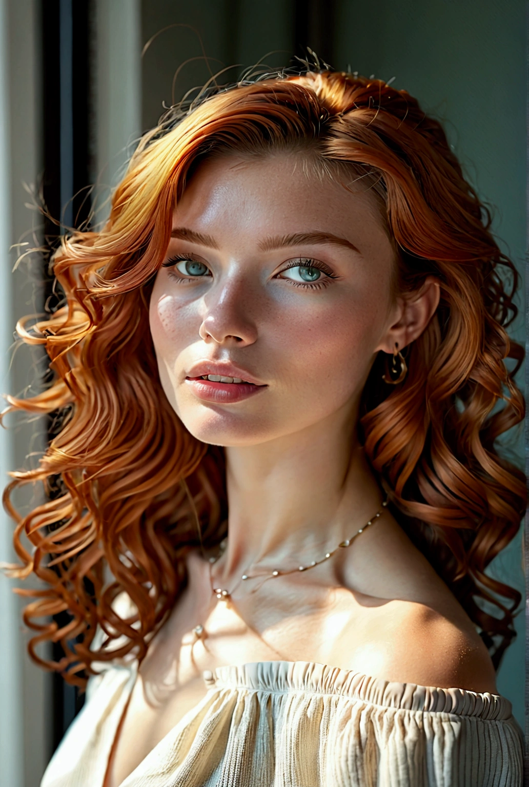 Ultra réaliste, la photographie, longs cheveux roux, fille, 35 ans, chiffre de sablier, corps parfait, look affectueux, gros seins naturels et sublime, Porter un soutien-gorge push-up noir, rapprocher ses seins avec ses bras, sur des draps de soie doré, geste pour se rapprocher