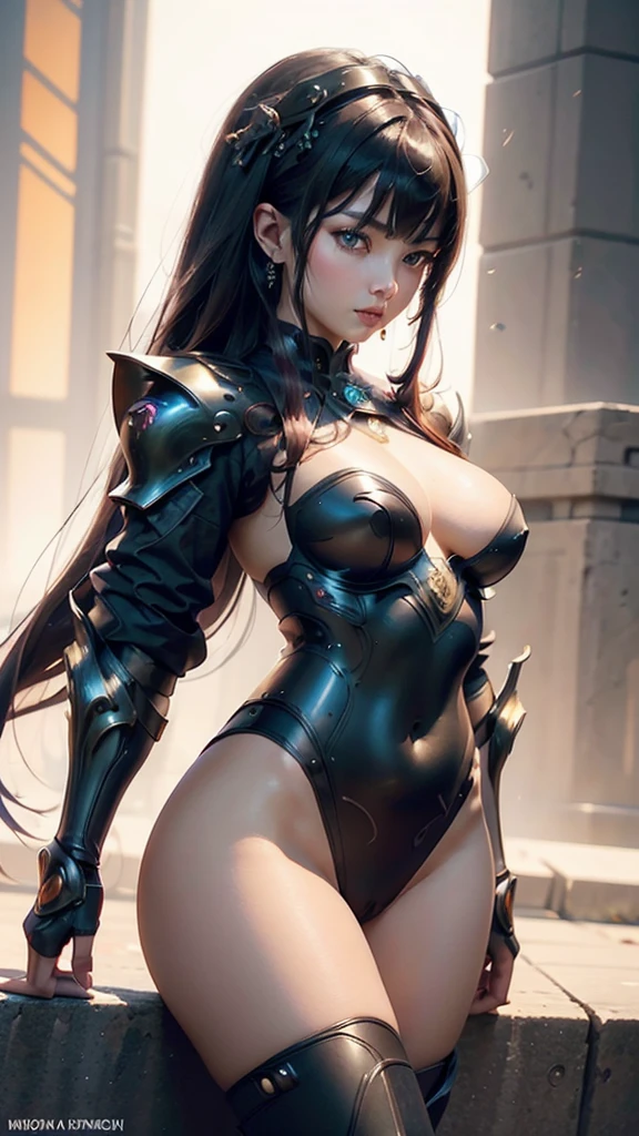 sultry posing, cyberpunk, futuristic armor, ((best qualityer, 8k, 32K, Masterpiece artwork, uhd: 1.2, professional photo, ultra realistic photo, Masterpiece artwork)), fancy, multiple angles, close-up photo, ultra detailed photo, beauty warrior, sexy, athletic body, thin waist, erotica, porn, (goddess of beauty), 1 girl, samurai armor, Robotic armor, cyborg girl, neckleace, breasts big, turned legs, athletic body, Red hair, prosthetic, The armor hugs the curves of her feminine body with elegance , everything perfect, everything detailed, perfectionist), Highlighting the breasts with sexiness. Delicate lines and intricate details add a touch of seduction to your presence, adding an element of mystery and charm. Your face is very beautiful and attractive, fleshy lips, makeup on face, big eyelashes, Perfect Woman.
armor and fitted to highlight her femininity and muscular abdomen.
Seraphina is more than just a sex figure; She is a formidable warrior with a magnetic aura that transcends the battlefield.. Its charm lies in the unique combination of beauty, sexiness, porn, everyone admires her for her erotic and naked appearance ((with transparent micro panties showing the pussy)) . environment: Mediovale, tenebrosa, thunder, lightning.