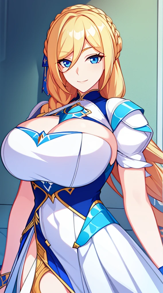 masterpiece, best quality, very aesthetic, absurdres, 1girl, mature_lady,huge oversize , grabbing own breasts,embarrassed,blush,tears in eyes, sweat,(Cum on breasts), ,lumine_(genshin_impact), genshin_impact, blonde_hair, short_hair_with_long_locks, sidelocks, yellow_eyes, hair_flower, hair_ornament, flower, white_flower, detached_sleeves, black_gloves, white_dress, sleeveless_dress, sleeveless, vambraces,,in office,,floating_hair,