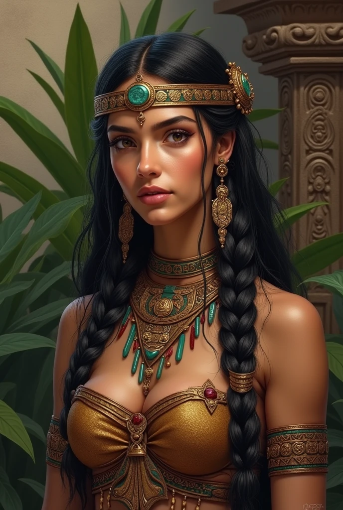Portrait of Cleopatra wearing a golden laurel crown, extremely beautiful, ancient egypt background, in a lush palace garden, jewelry, masterpiece, best quality, CG, wallpaper, HDR, high-definition, intricate details, perfect face, confident expression, (athletic, amazon goddess, gigantic breasts, puffy, big areola, erect), (lustrous skin, immaculate skin, clean skin),  portrait, close-up, detailed makeup, sexy pose, (outdoors:1.1), hourglass body, wide hips, narrow waist, micro waist, dynamic angle, looking at viewer