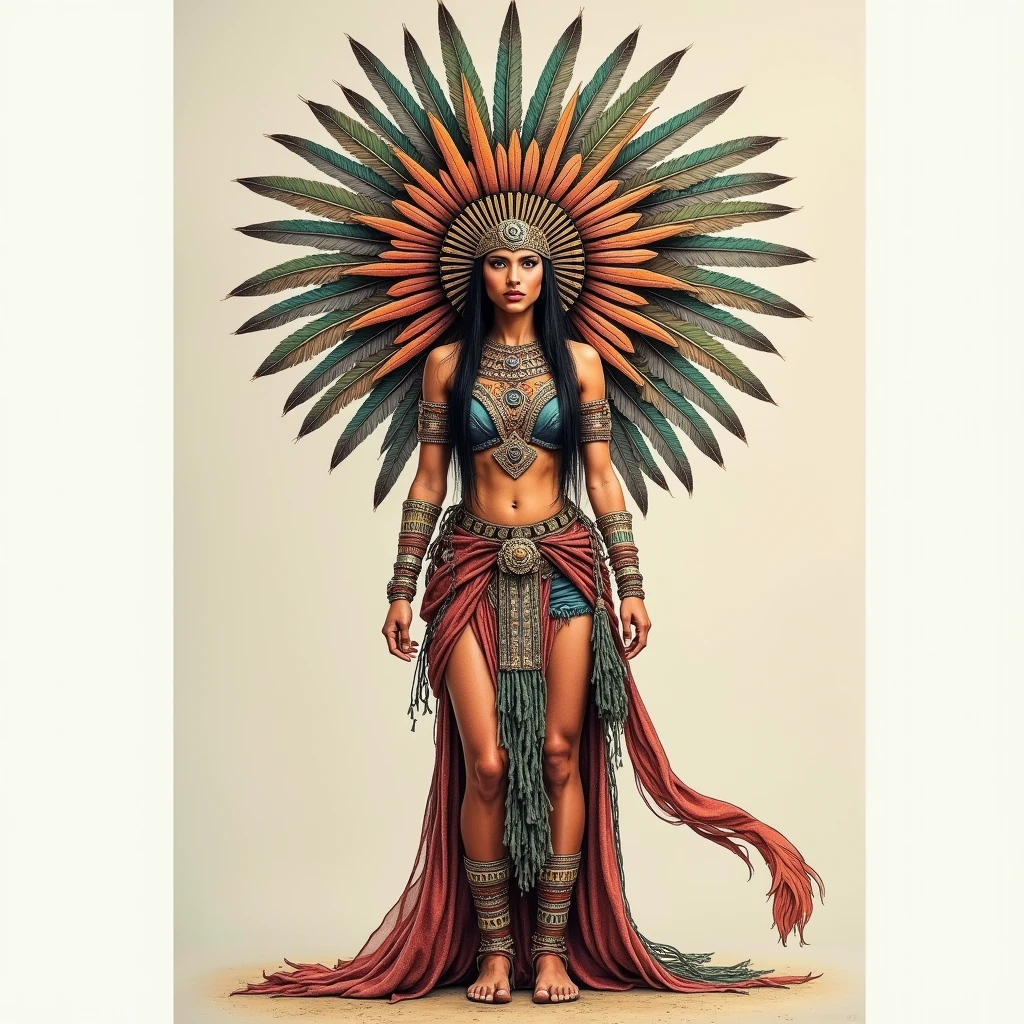 create Mariana Davalos in Full body photography of the most beautiful artwork in the world, a beautiful woman in intricate costume burning in the desert, rainbow colors, ArtStation, CGSociety, complex, high detail, clear focus, dramatic, realistic pictorial art trends Greg Rutkovsky