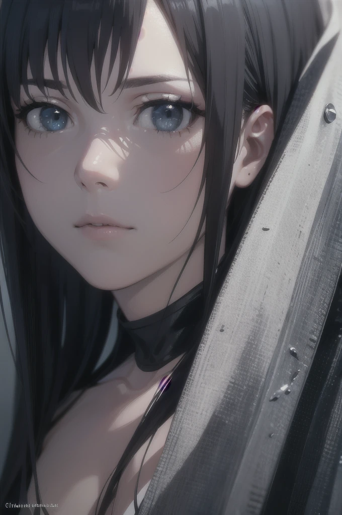 A beautiful kunoichi in a sexy black dress, looking directly at the viewer with a closed mouth expression, (best quality,4k,8k,highres,masterpiece:1.2),ultra-detailed,(realistic,photorealistic,photo-realistic:1.37),detailed face,beautiful detailed eyes,beautiful detailed lips,extremely detailed eyes and face,long eyelashes,intricate details,dramatic lighting,cinematic,chiaroscuro,dark moody atmosphere,dramatic shadows,deep blacks,rich colors,glowing skin