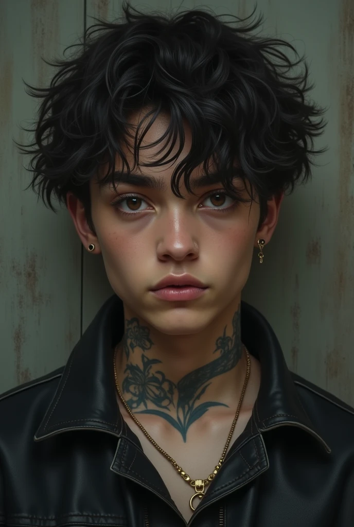 crazed and crazy expression he is bleeding and very injured Bruno is a 22 year old adult with curly frizzy hair , brown eyes almost black in tone , has light brown skin , wears blue-rimmed glasses and wears semi-formal clothing. He has symbols tattooed on his left arm that he leaves visible most of the time. ,




paranormal order rpg style 
