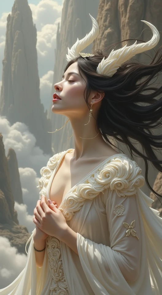 (masterpiece), (best quality), (ultra-detailed), (solo), 1girl, (extremely delicate and beautiful fabric), (beautiful detailed sky), beautiful details in the wind, flying splashes, flying petals, wind
