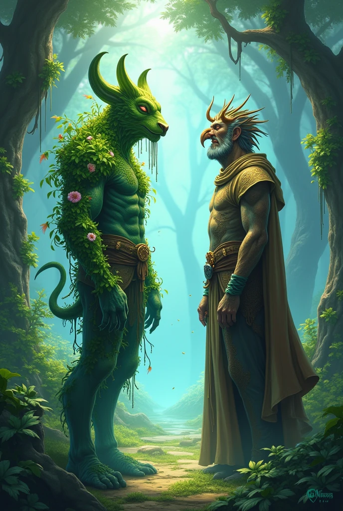 Celtic art style, bright green monster with vines, (score_9,score_8_up,score_7_up,score_6_up,score_5_up,score_4_up)