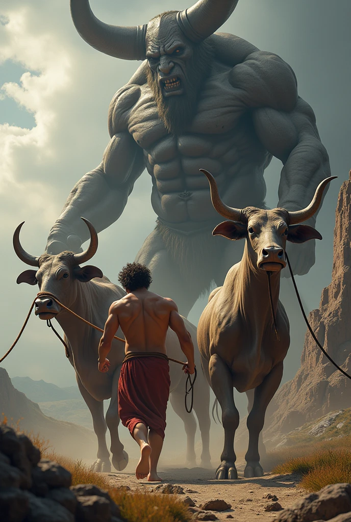 "Theseus engages in an epic battle against the menacing Minotaur with his courageous spirit."