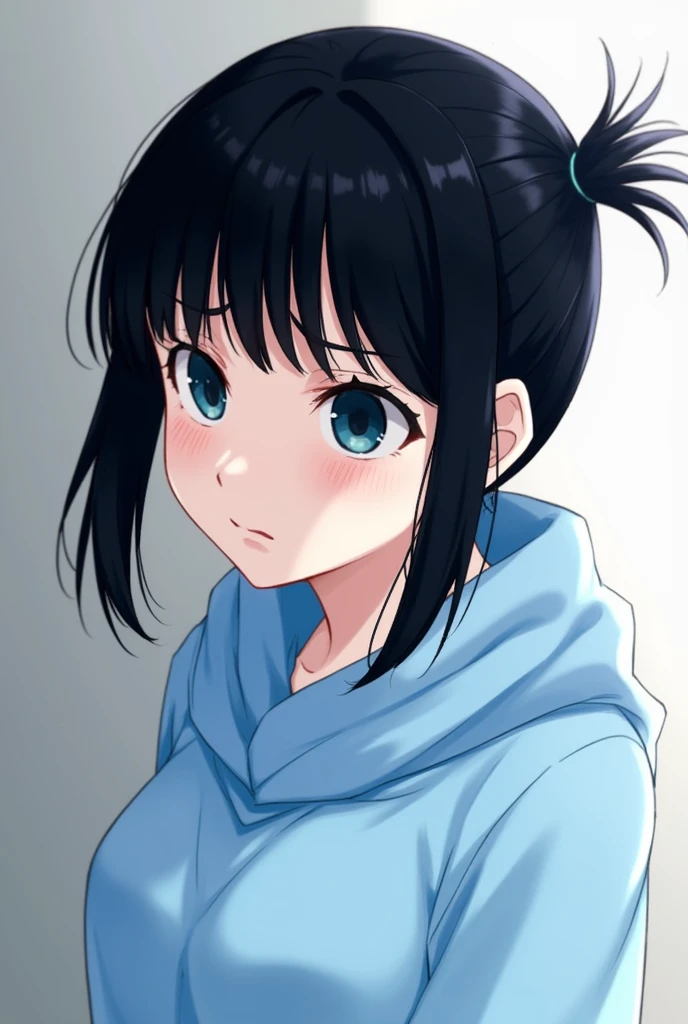 1girl, himawari anime naruto shipudden, short hair , purple hair, blue eyes, beautiful, Yellow clothes , smile, realistic clothes, detail clothes, city background, ultra detail, realistic
