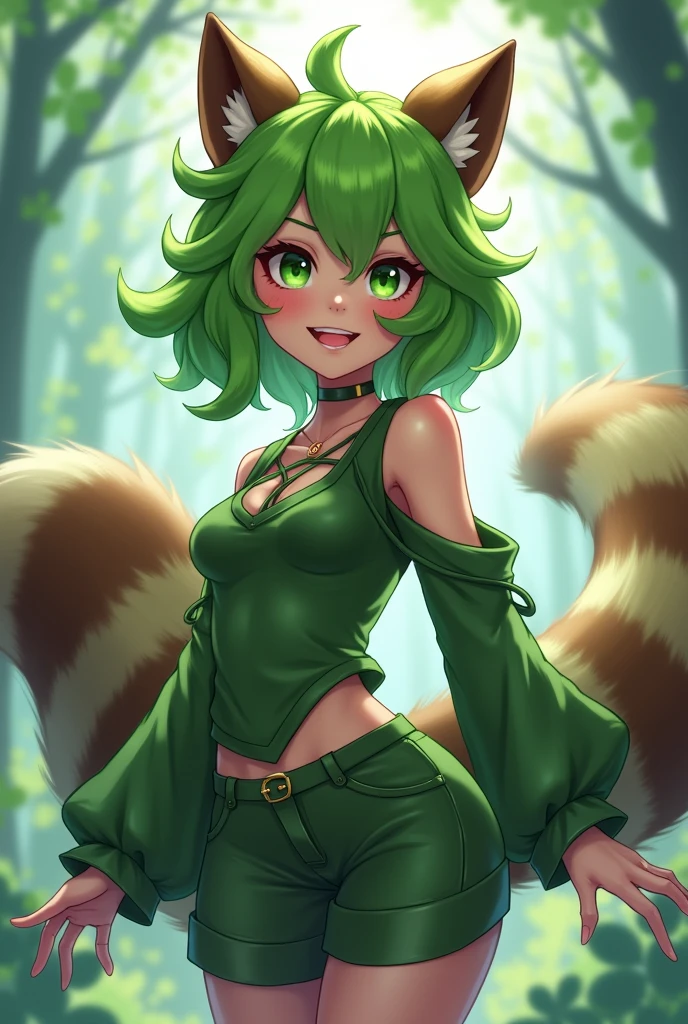 1girl ,penis <lora:Futanari_No_ball:0.9>,no nuts,grabbing,anime,two handed grabbing,standing,spread_pussy,complex_background, forest,textured,detailed,intricate