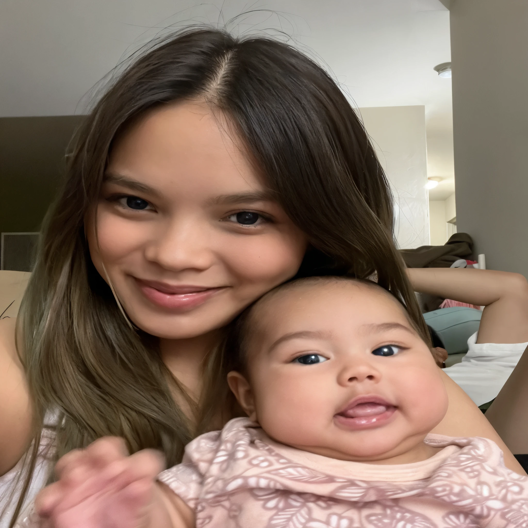 16 years cute girl with stylish modern s colour full  stunning dress with his 2 years old cute little baby with pregnant   with hot mood  romantic full open mate  full  open sexy pic