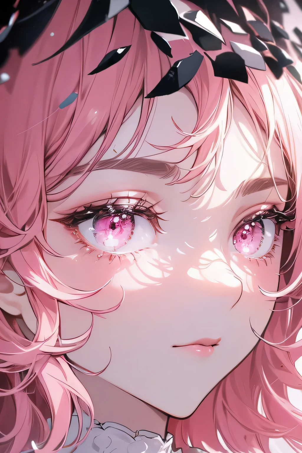 (Absurd, High Resolution, Ultra Detailed), 1girl, Solo, Very Detailed Eyes, (Official Art, Beauty and Aesthetics: 1.2), (Fractal Art: 1.3), White Pink Color Scheme, Most Detailed