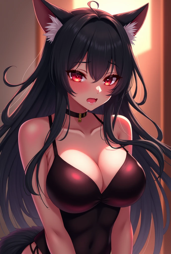 (masterpiece, best quality:1.4), 8k, Close Up, Twintail Hair, Young adult, Goth anime girl, laughing, Teasing, light Red Eyes, Big chest, Black turtleneck, (detailed eyes and face, sharp pupils, realistic pupils:0.6)