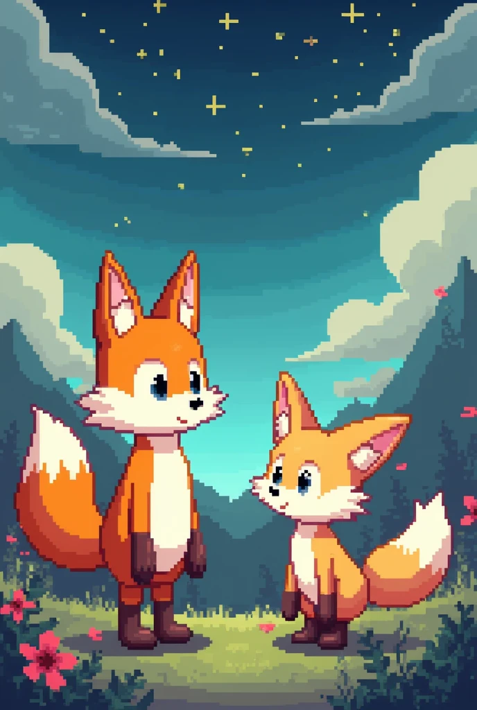 Pixel arte, arte digital, uma raposa feita de pixels