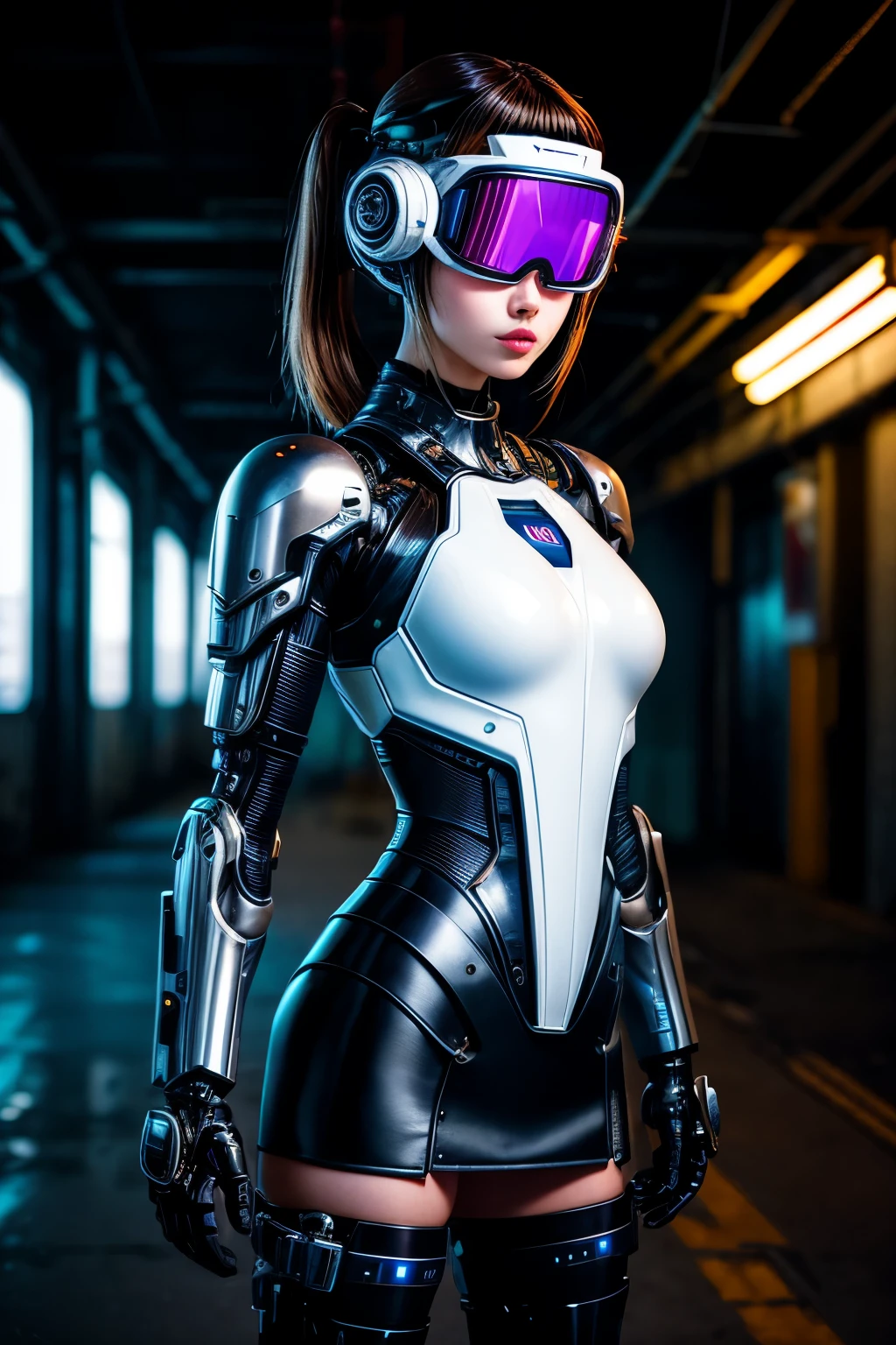 ((Best quality)), ((masterpiece)), (highly detailed:1.3), 3D, beautiful (cyberpunk:1.3) female hacker with thick voluminous hair operating a computer terminal,head-mounted display, computer servers, LCD screens, fibre optic cables, corporate logos,HDR (High Dynamic Range),Ray Tracing,NVIDIA RTX,Super-Resolution,Unreal 5,Subsurface scattering,PBR Texturing,Post-processing,Anisotropic Filtering,Depth-of-field,Maximum clarity and sharpness,Multi-layered textures,Albedo and Specular maps,Surface shading,Accurate simulation of light-material interaction,Perfect proportions,Octane Render,Two-tone lighting,Low ISO,White balance,Rule of thirds,Wide aperature,8K RAW,Efficient Sub-Pixel,sub-pixel convolution,luminescent particles,