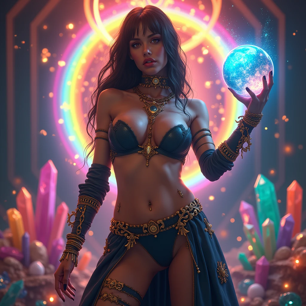 +(((HDMI, HDRI, UDHD))),((Njj 3d)+(Njj modern anime)), night, rain, cemetery, 1 woman, punk rock style clothes, black leather jeans, chains, sneakers, ( (neon iris lighting) 1.1), (eyes emit a magical glow 1.1), ((detailed beautiful eyes) 1.1)), lighting: ((light source full moon))), (((bioluminescence halo light effect Aura focuses on hair))), light falling from above, close-up, bright colors, high quality, extreme detail, blur, depth of field, blurred foreground, looking into the camera, The image had to have an overall sense of mysticism and otherworldliness., with even more number of fantasy elements. (perfect details: 1.1), (beautiful and clear background: 1.2), (extremely detailed CG, ultra detailed, best shadow: 1.1), (finely detailed beautiful eyes), (full-length 1.1), ((fairy fog effect)) , ((ultrasound wave effect)), ((golden rays)), ((abnormal air vibration))., 3D, digital art, on a solid color black background