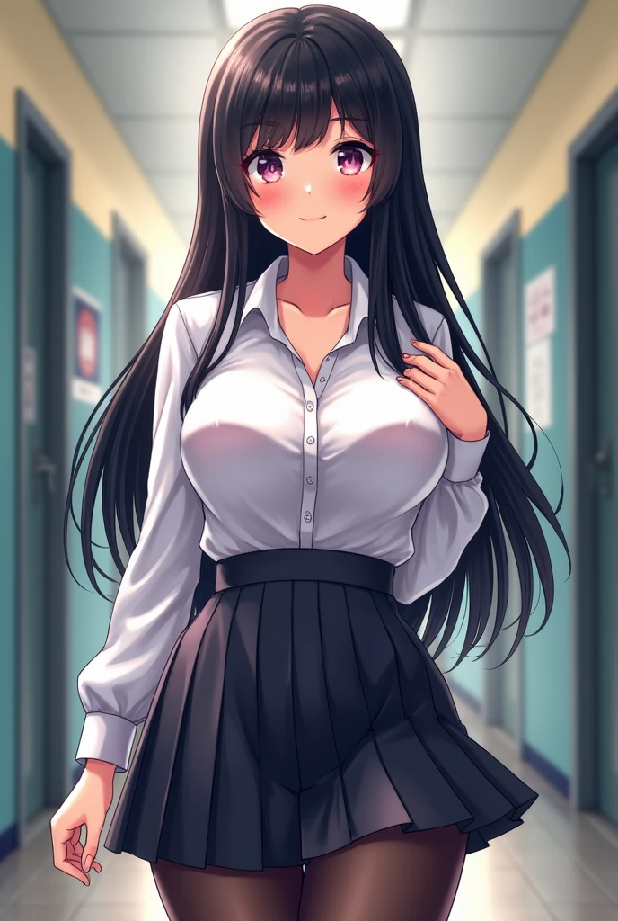 1 Girl, alone, Brown eyes, Black Hair, Long Hair,Half Up、 (White nurse uniform:1.4),nurse、White clothes hospital, Hospital room、blue sky、Very large breasts、Exposing the breasts、Bare your breasts、Nipples are visible、blush、Embarrassing、Frightened face、in trouble、A lot of milk comes out of the nipples、Breast milk squirts out of the nipples、very short skirt、Micro Mini Skirt、The shape of a woman's private parts is clearly visible、vibrator in thighhighs、The crotch is wet with love juice、Love juice is dripping from the crotch、White Pantyhose