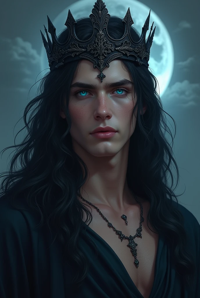 {anatomy}(Masterpiece - Ultra-detailed, very high resolution) Prepare to be enchanted by a true masterpiece that combines ultra-detailed art with high-resolution rendering. This work portrays a man with long black hair (1.3) and captivating golden eyes (1.2), emanating an aura of mystery in decadent settings. The intricate details and realistic textures invite you to explore every aspect of this enchanting composition. man in black clothes. Closed face. Red lips. white skin like a vampire.